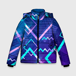 Куртка зимняя для мальчика Разноцветные квадраты цветные, цвет: 3D-светло-серый