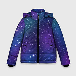 Куртка зимняя для мальчика Фиолетовая розовая звездная туманность в космосе, цвет: 3D-красный