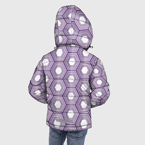 Зимняя куртка для мальчика Шестиугольники фиолетовые / 3D-Красный – фото 4