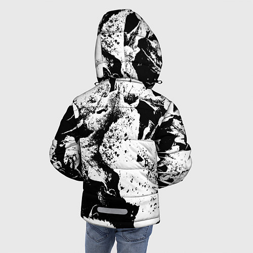 Зимняя куртка для мальчика Листья черно-белое / 3D-Черный – фото 4