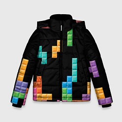 Куртка зимняя для мальчика Тетрис падающие блоки, цвет: 3D-красный