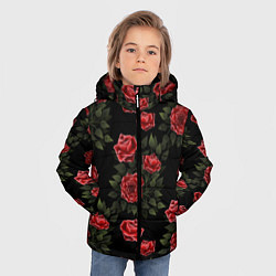 Куртка зимняя для мальчика Красные розы на черном - паттерн, цвет: 3D-черный — фото 2