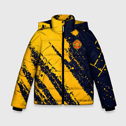 Куртка зимняя для мальчика ФК Манчестер Юнайтед эмблема, цвет: 3D-светло-серый