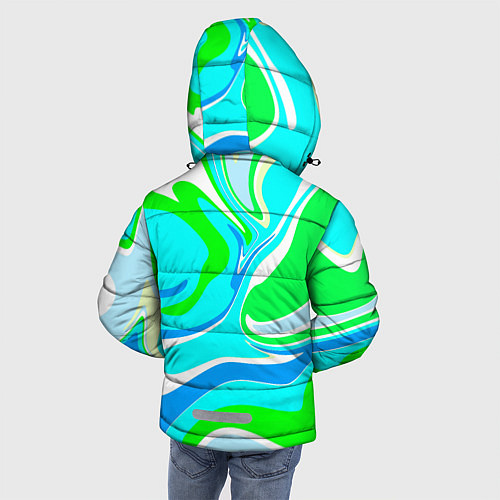 Зимняя куртка для мальчика Абстракция сине-зеленая / 3D-Черный – фото 4
