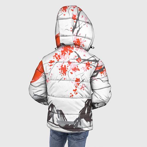 Зимняя куртка для мальчика Цветущая сакура и солнце - Япония / 3D-Черный – фото 4
