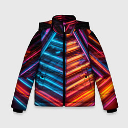 Куртка зимняя для мальчика Неоновые трубы, цвет: 3D-красный