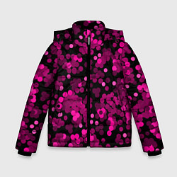 Зимняя куртка для мальчика Красно розовые конфетти на черном