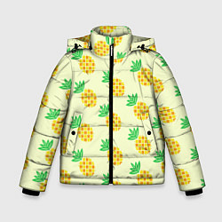 Куртка зимняя для мальчика Летние ананасы, цвет: 3D-черный