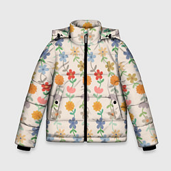 Куртка зимняя для мальчика Flowers life, цвет: 3D-черный