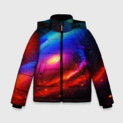 Куртка зимняя для мальчика Неоновая галактика, цвет: 3D-светло-серый