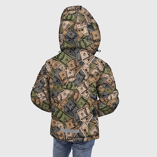Зимняя куртка для мальчика Камуфляж с банкнотой в 100 долларов / 3D-Черный – фото 4