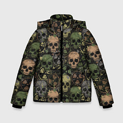 Куртка зимняя для мальчика Черепа со знаками радиактивности, цвет: 3D-черный