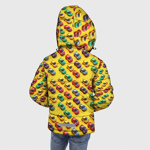 Зимняя куртка для мальчика Разноцветные машинки / 3D-Черный – фото 4