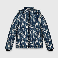 Куртка зимняя для мальчика Абстрактный узор с сине-белыми элементами, цвет: 3D-светло-серый
