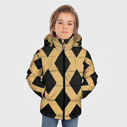 Куртка зимняя для мальчика Черно-желтый узор геометрические ромбы, цвет: 3D-красный — фото 2