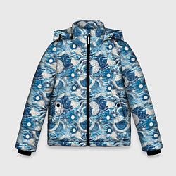 Куртка зимняя для мальчика Волны паттерн, цвет: 3D-светло-серый