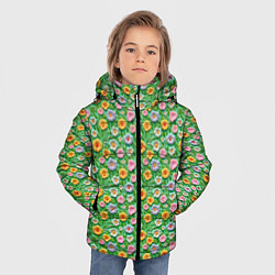 Куртка зимняя для мальчика Объемные текстурные цветочки, цвет: 3D-черный — фото 2