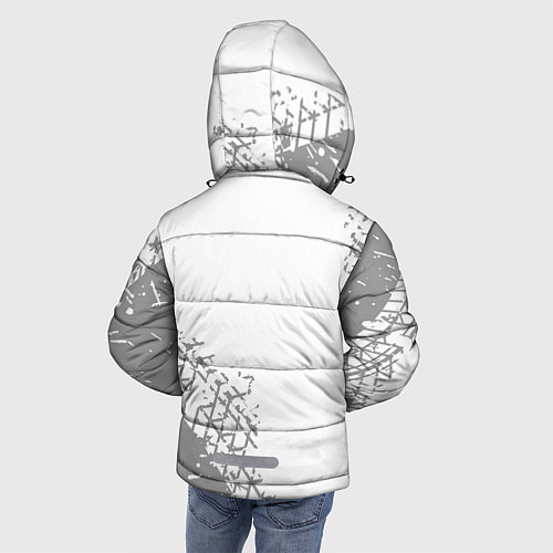 Зимняя куртка для мальчика Toyota speed на светлом фоне со следами шин: надпи / 3D-Черный – фото 4