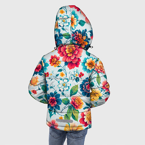 Зимняя куртка для мальчика Цветочный узор красивый / 3D-Черный – фото 4