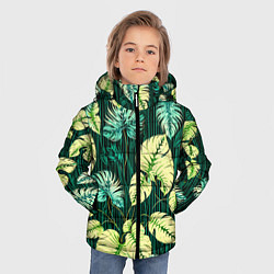 Куртка зимняя для мальчика Листья узор тропический, цвет: 3D-черный — фото 2