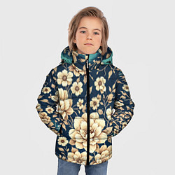 Куртка зимняя для мальчика Золотые цветы узор, цвет: 3D-красный — фото 2