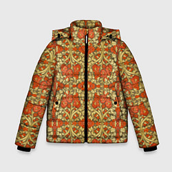 Куртка зимняя для мальчика Красно-золотой средневековый узор, цвет: 3D-черный
