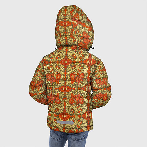 Зимняя куртка для мальчика Красно-золотой средневековый узор / 3D-Черный – фото 4