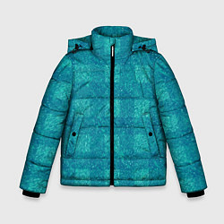 Куртка зимняя для мальчика Клетка бирюзовый, цвет: 3D-светло-серый