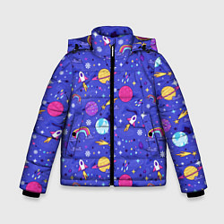 Куртка зимняя для мальчика Планеты и кометы, цвет: 3D-светло-серый