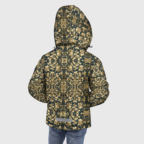 Зимняя куртка для мальчика Объемный золотой цветочный узор / 3D-Черный – фото 4