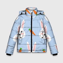 Куртка зимняя для мальчика Зайчики и морковки, цвет: 3D-черный