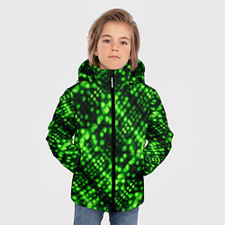 Куртка зимняя для мальчика Зеленые точечные ромбы, цвет: 3D-черный — фото 2