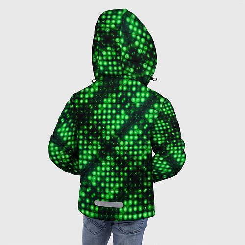 Зимняя куртка для мальчика Яркие зеленые точки / 3D-Черный – фото 4