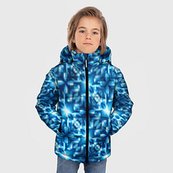 Куртка зимняя для мальчика Светящиеся голубые цветы, цвет: 3D-черный — фото 2