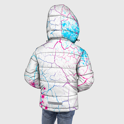 Зимняя куртка для мальчика Death Stranding neon gradient style: надпись, симв / 3D-Черный – фото 4