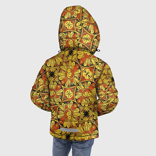 Зимняя куртка для мальчика Красно-желтые цветочки / 3D-Черный – фото 4