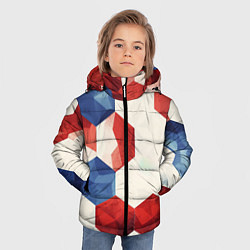 Куртка зимняя для мальчика Белые синие красные плиты, цвет: 3D-светло-серый — фото 2