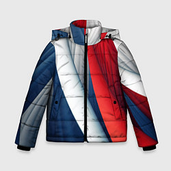 Зимняя куртка для мальчика Белая синяя красная абстракция