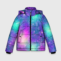 Зимняя куртка для мальчика Яркий розово-голубой космос