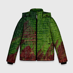 Зимняя куртка для мальчика Зелёная и бордовая текстура