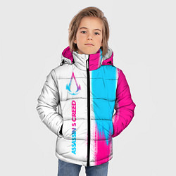 Куртка зимняя для мальчика Assassins Creed neon gradient style: по-вертикали, цвет: 3D-черный — фото 2