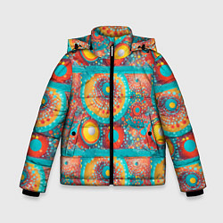 Зимняя куртка для мальчика Круги полосы абстракция