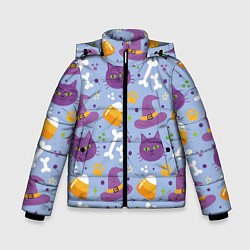 Куртка зимняя для мальчика Кошачий хэллоуин, цвет: 3D-светло-серый