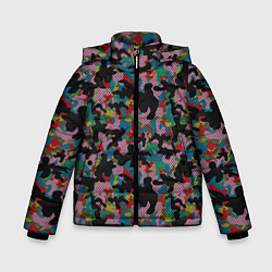 Куртка зимняя для мальчика Модный разноцветный камуфляж, цвет: 3D-черный