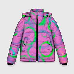 Куртка зимняя для мальчика Тай дай розовый с зеленым, цвет: 3D-светло-серый
