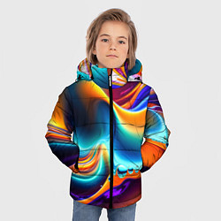 Куртка зимняя для мальчика Радужные линии абстракция, цвет: 3D-светло-серый — фото 2