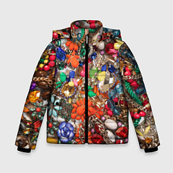 Куртка зимняя для мальчика Камни и драгоценности, цвет: 3D-светло-серый