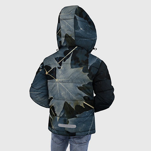Зимняя куртка для мальчика Листовый синий паттерн / 3D-Черный – фото 4