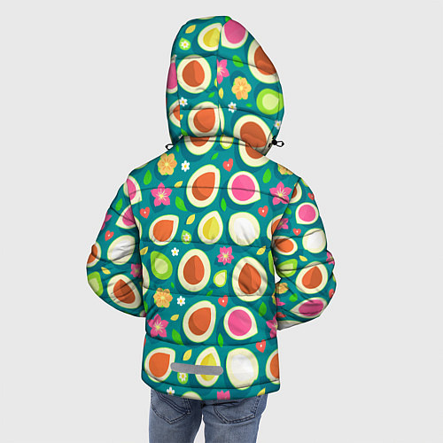 Зимняя куртка для мальчика Текстура авокадо и цветы / 3D-Черный – фото 4