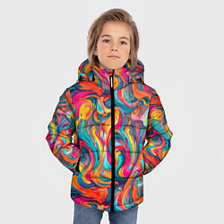 Куртка зимняя для мальчика Разноцветные мазки красок, цвет: 3D-черный — фото 2